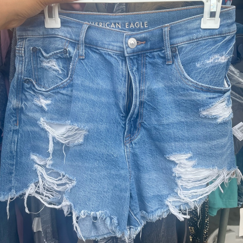 American Eagle Outfitters Blue Jean Shorts Distressed Style